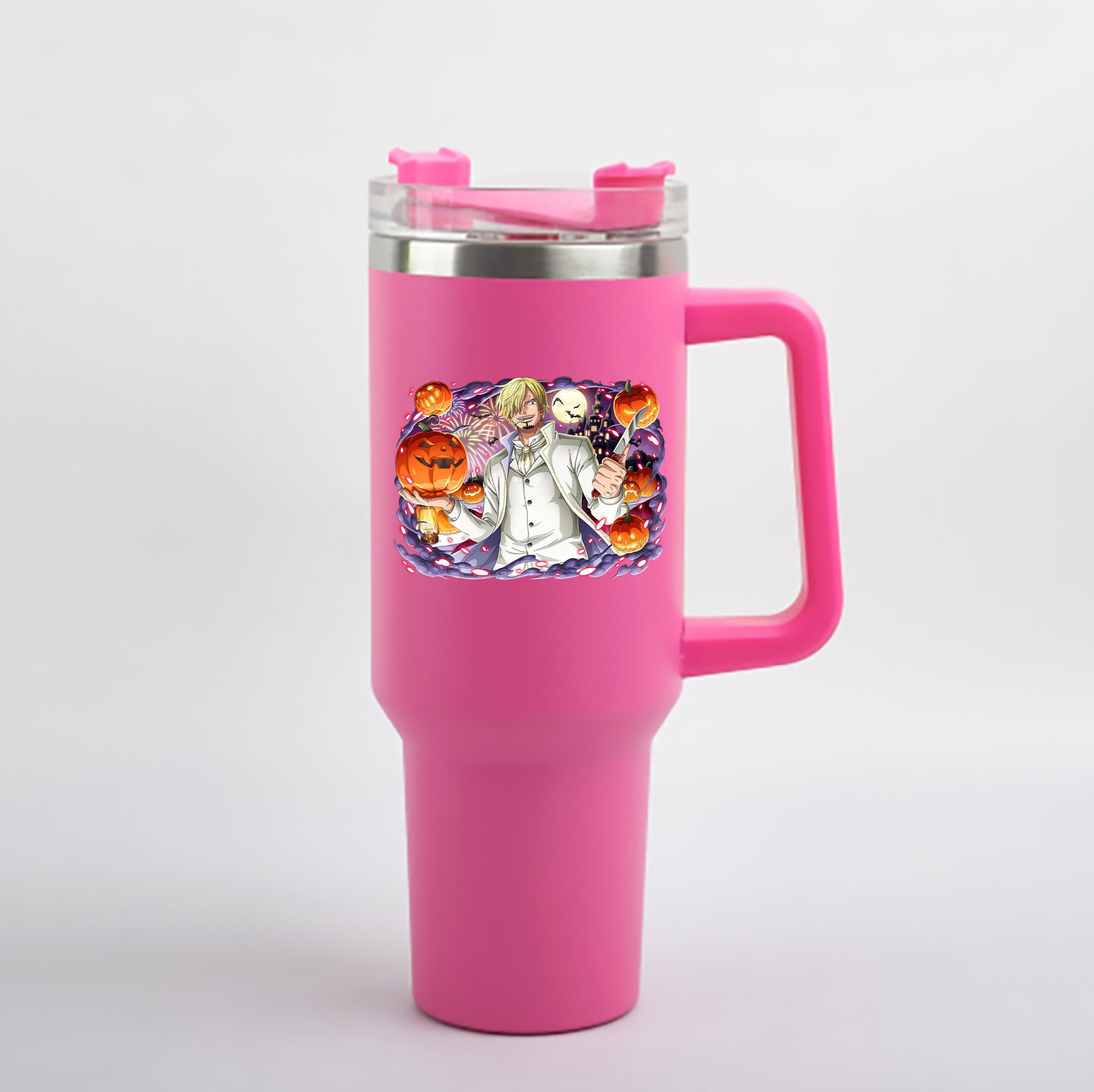 ワンピース サンジ ONE PIECE Sanji 1200mL車用タンブラー - クリスタルステッカー（プラスチックストロー付き）